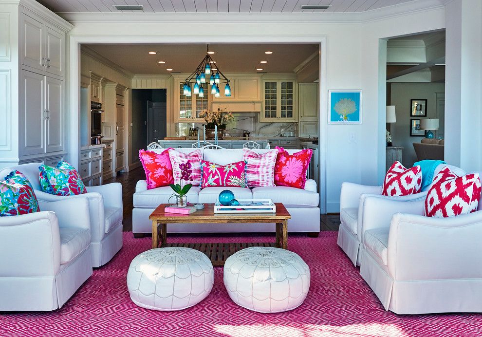 Lilly Pulitzer Designs for a Tropical Sunroom with a Light Colors and Pink and White Delight by Mineral City