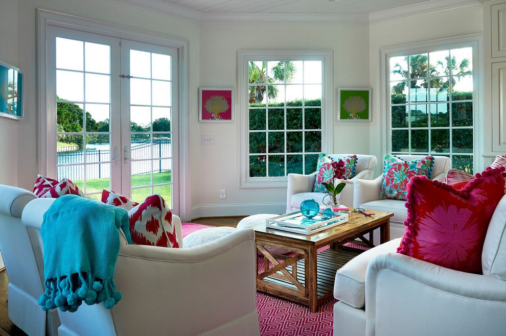 Lilly Pulitzer Designs for a Tropical Sunroom with a Pink and Pink and White Delight by Mineral City