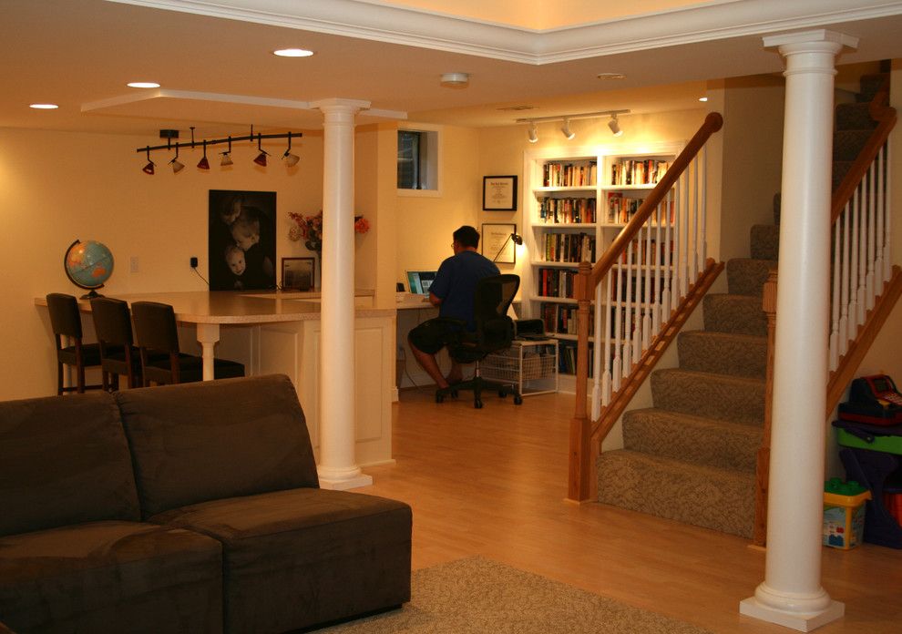 Linon for a Traditional Basement with a Recreation and Basements and Lower Level Spaces by Agape Construction