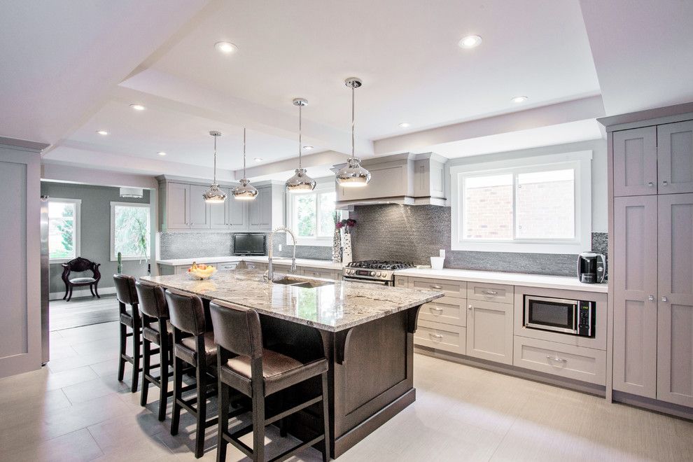 Linon for a Transitional Kitchen with a Leather Stools and Toronto Main Floor Home Renovation by Madison Taylor