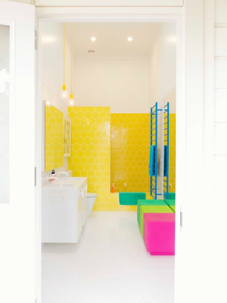 Little Learners Academy for a Eclectic Bathroom with a Hexagon and Blenheim Residence by Alex Fulton Design