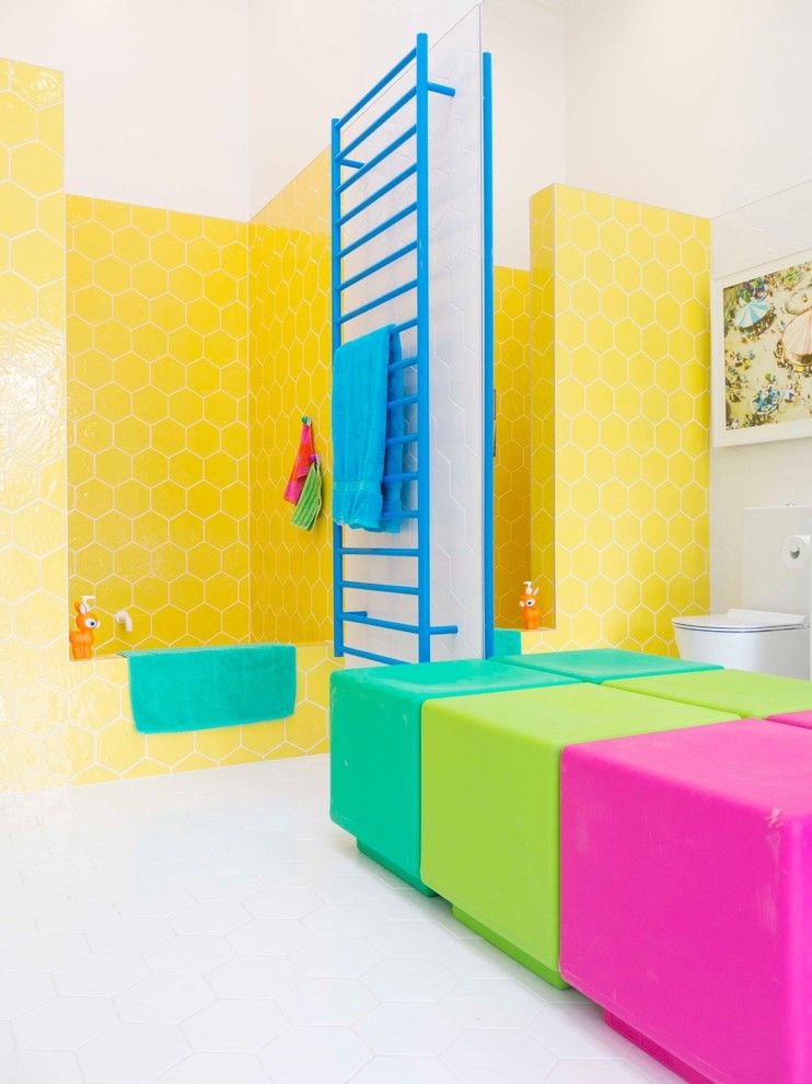 Little Learners Academy for a Eclectic Bathroom with a Hexagon Tiles and Blenheim Residence by Alex Fulton Design