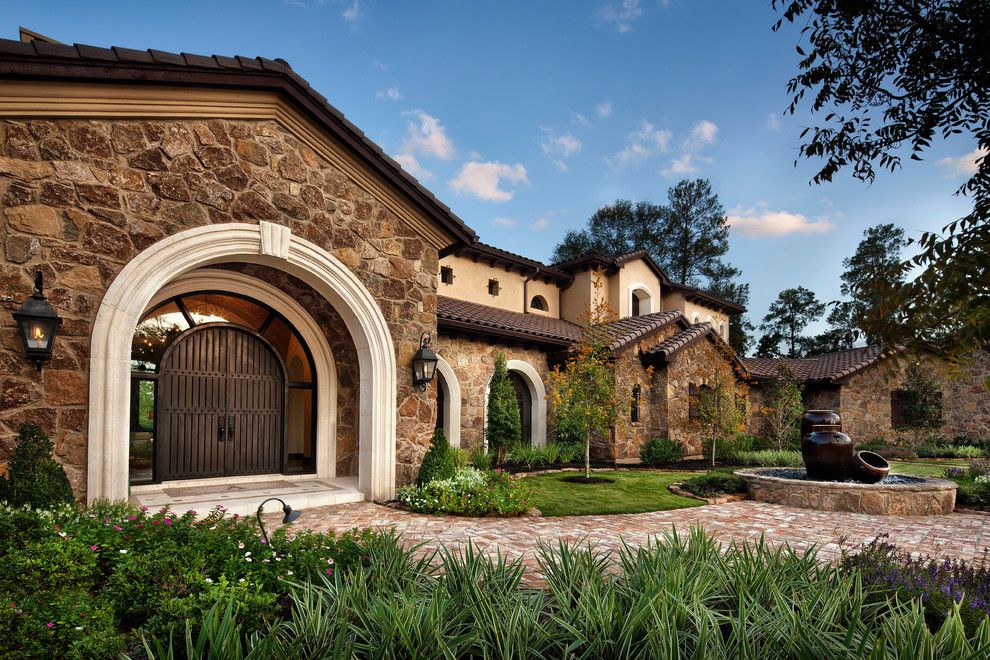 Livex for a Mediterranean Exterior with a Front Yard and Texas Chic by Jauregui Architect Builder