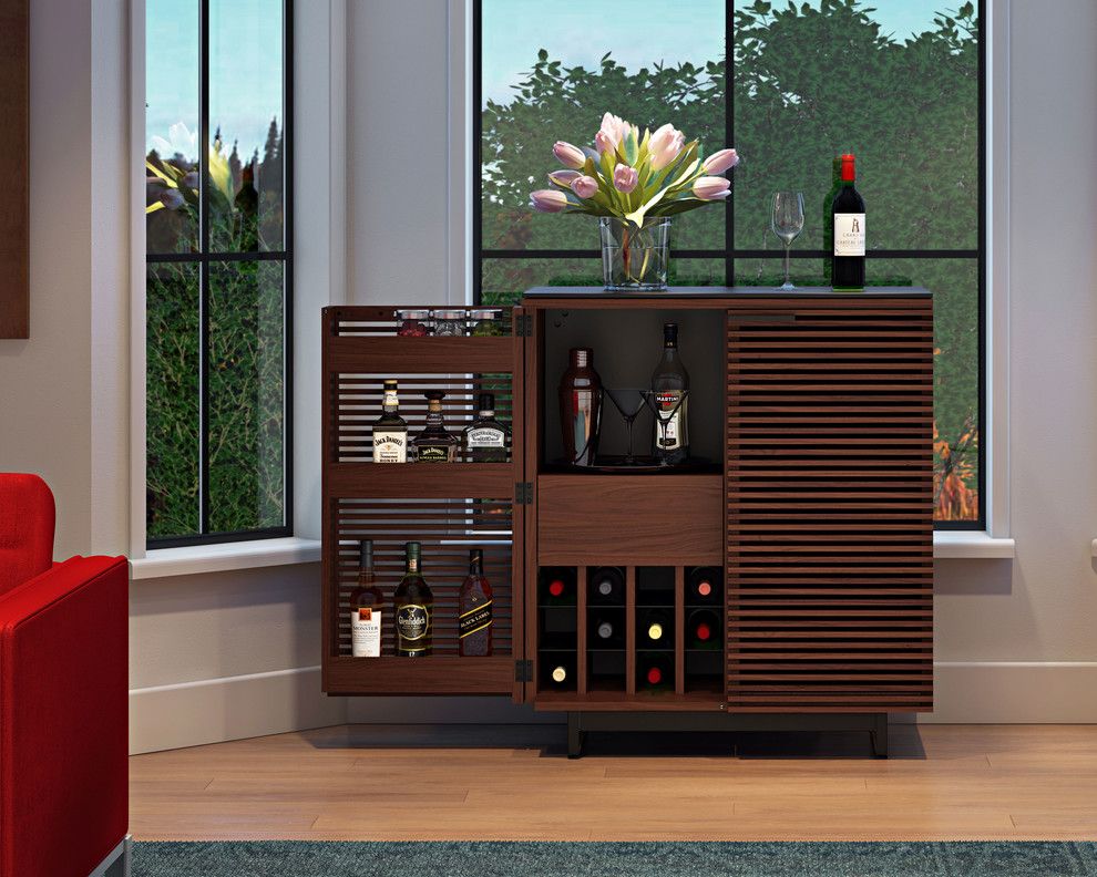 Louvered for a Contemporary Home Bar with a Liquor Cabinet and Bdi Furniture by Bdi Furniture