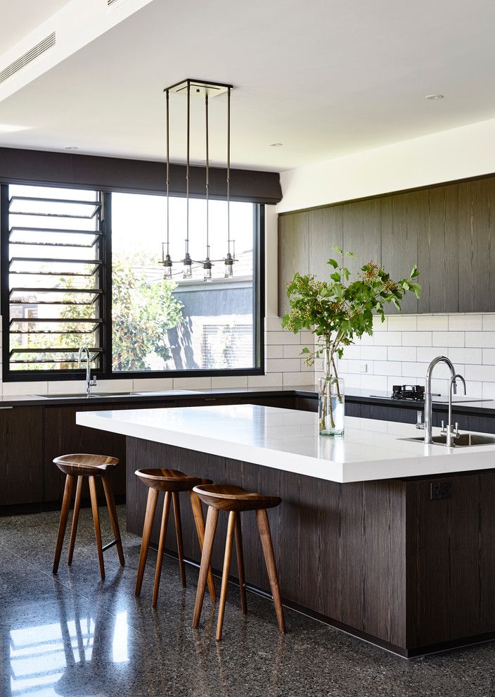 Louvered for a Contemporary Kitchen with a Wooden Barstools and Kew 16 by Camilla Molders Design