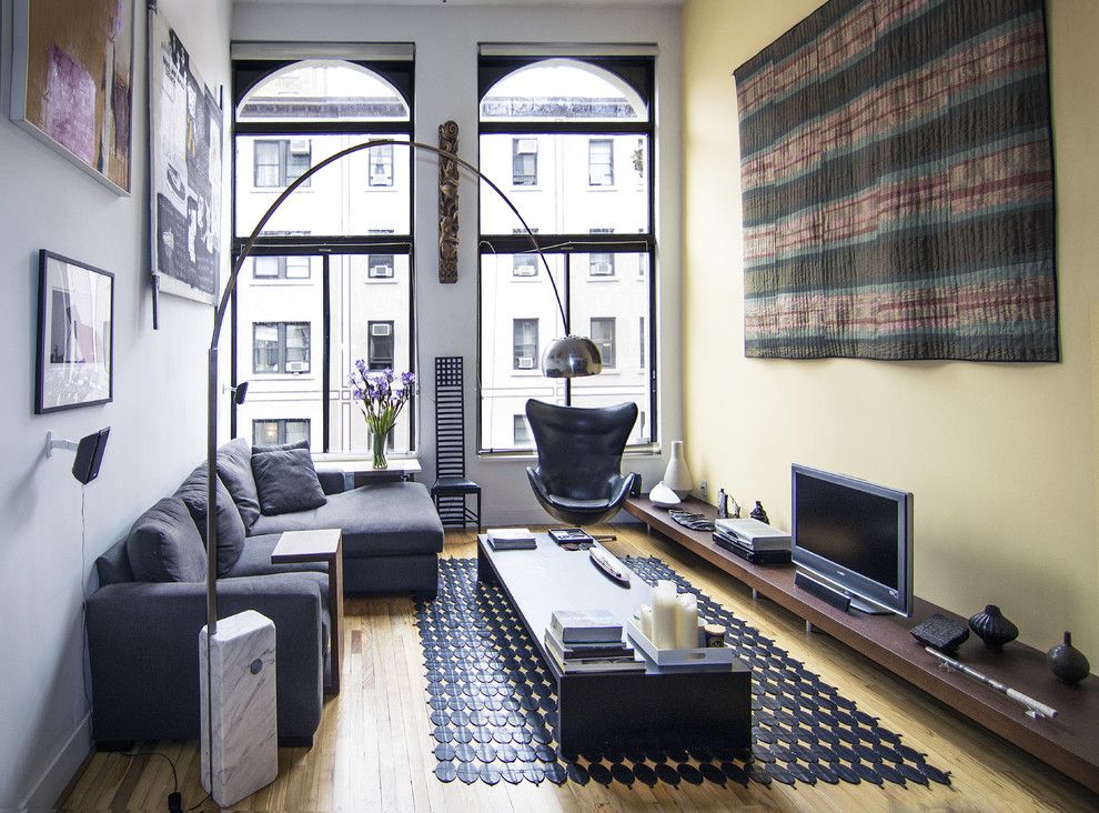 Lowes Bangor Maine for a Modern Living Room with a Yellow Wall and Greenwich Village Loft Living Room by Kimberly Peck Architect