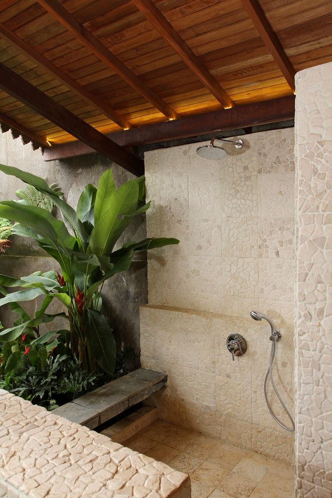 Lowes Bowie Md for a Tropical Patio with a Cove Lighting and Semi Outdoor Shower Room by Iwan Sastrawiguna Interior Design