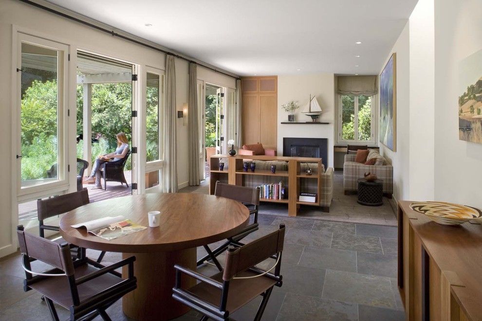 Lowes Davenport for a Contemporary Dining Room with a Painted Sheetrock Walls and Woodside Guest House by Cathy Schwabe Architecture