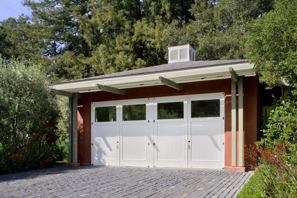 Lowes Davenport for a Contemporary Garage with a Slate Roof and Woodside Guest House by Cathy Schwabe Architecture