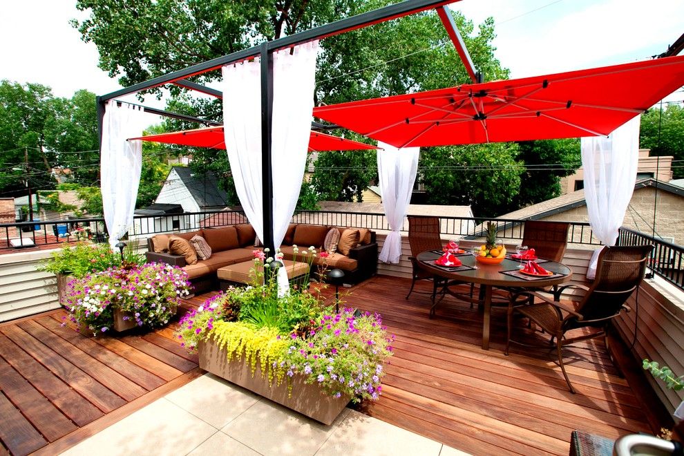 Lowes Deck Builder for a Contemporary Deck with a Terrace and Small Chicago Garage Rooftop by Chicago Green Design Inc.