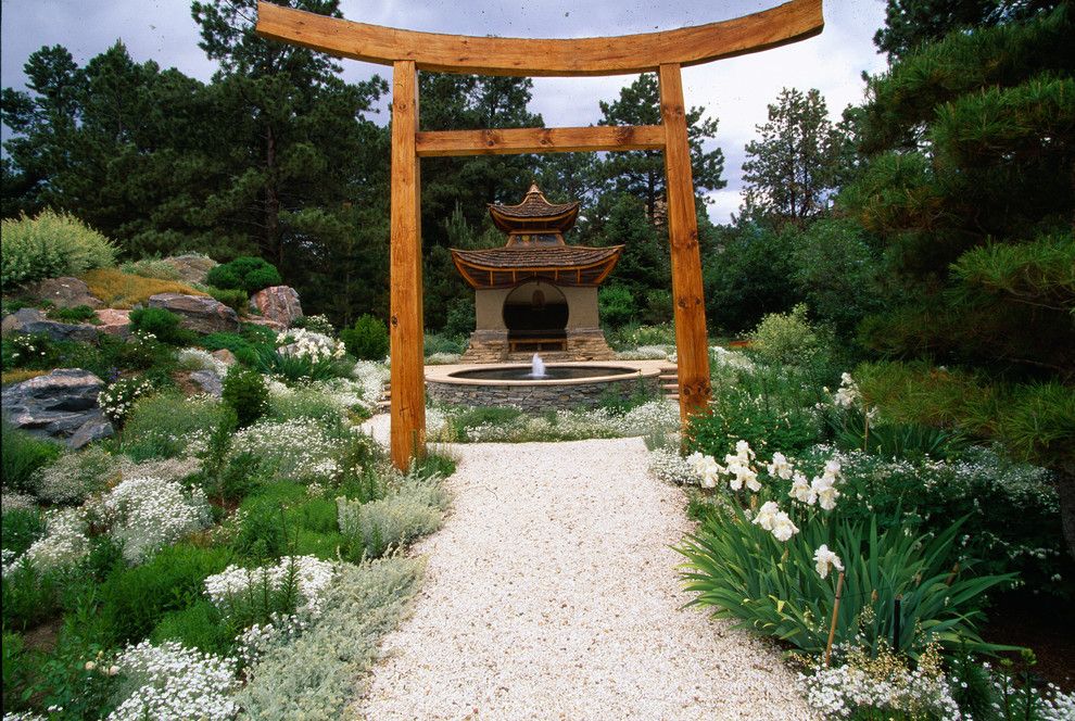 Lowes Hemet for a Asian Landscape with a Outdoor Fountain and Flowers in Space by Marpa Design Studio