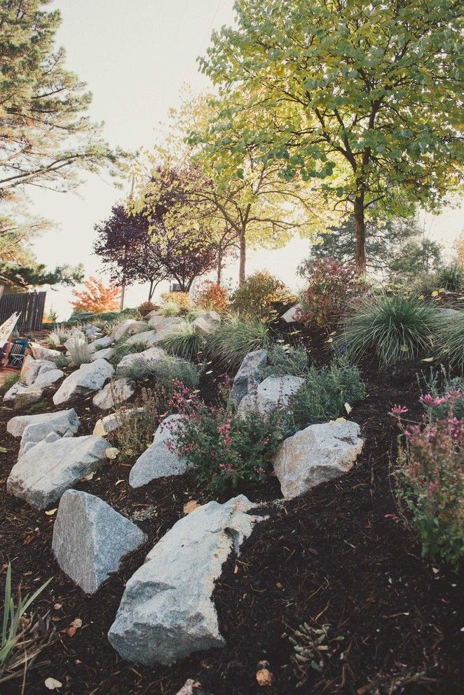Lowes Medford for a Traditional Landscape with a Boulders and Woodland by Regenesis Ecological Design
