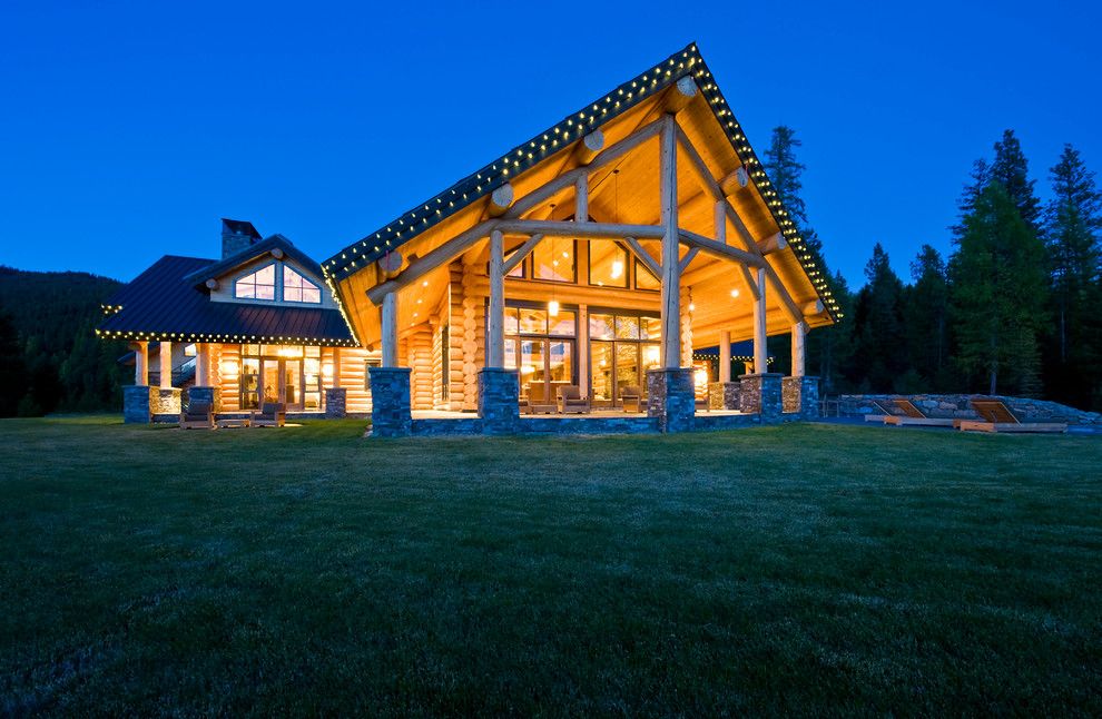 Lowes New Castle Pa for a Rustic Exterior with a Fascia Lights and Okanagan Log Home by Sticks and Stones Design Group Inc