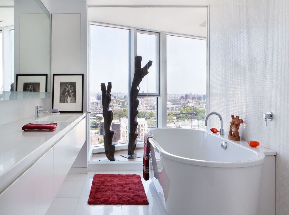 Lowes Plumbing for a Contemporary Bathroom with a White Cabinets and Master Bathroom by Axis Mundi