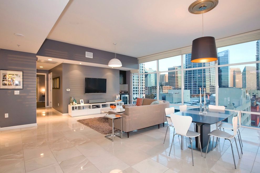 Lowes San Diego for a Contemporary Dining Room with a White Dining Chair and Downtown San Diego Condo by Mindy Nicole Photography