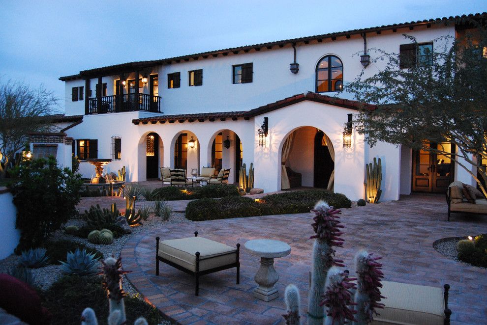 Lowes Santa Clarita for a Mediterranean Exterior with a Covered Outdoor Spaces and Paradise Valley Spanish Colonial by Higgins Architects