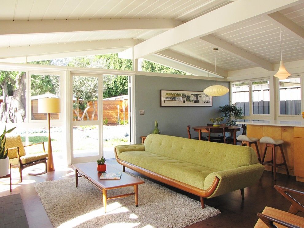 Lowes Stock Price Today for a Midcentury Living Room with a Wood Coffee Table and My Houzz: A Mid Century Marvel Revived in Long Beach by Tara Bussema   Neat Organization and Design