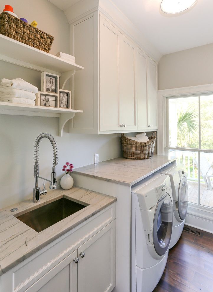 Lowes Stock Price Today for a Traditional Laundry Room with a Dark Wood Floor and Hwc Folly Kitchen by Matthew Bolt Graphic Design