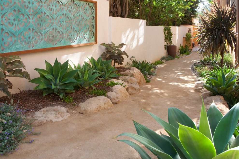 Mail Boxes Near Me for a Mediterranean Landscape with a Path and Art Walk by Margie Grace   Grace Design Associates