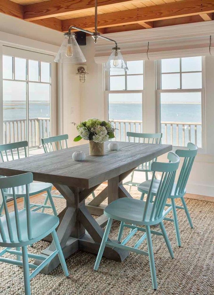 Maine Drilling and Blasting for a Beach Style Dining Room with a Ocean View and Edgartown Waterfront by Martha's Vineyard Interior Design