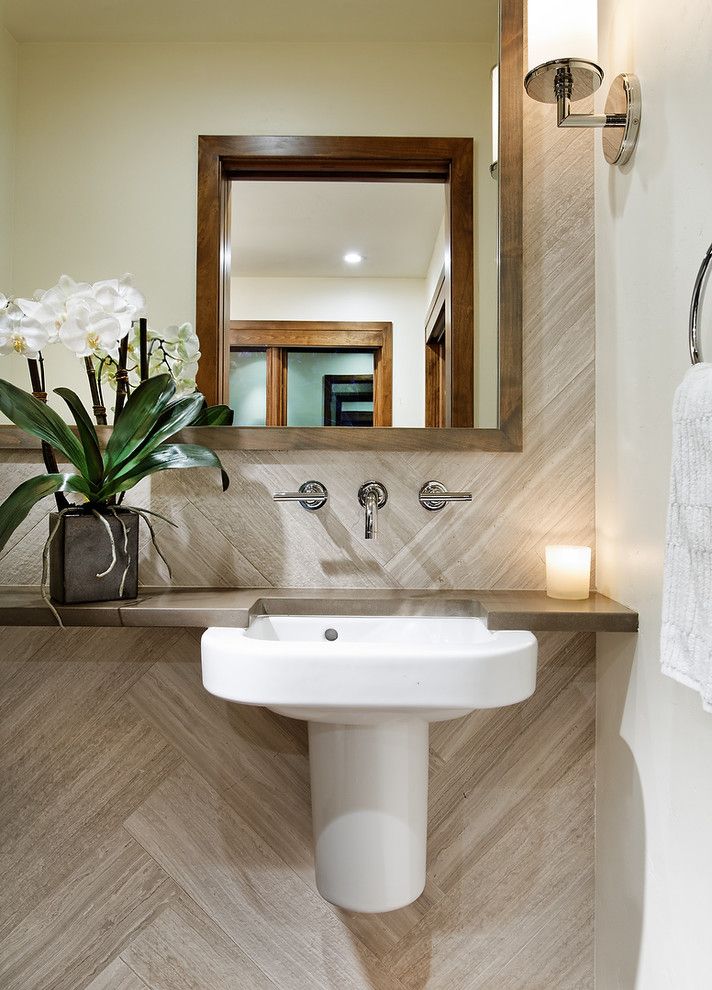 Maine Drilling and Blasting for a Contemporary Powder Room with a Lever Faucet and Black Swan Residence, Aspen by Anne Grice Interiors