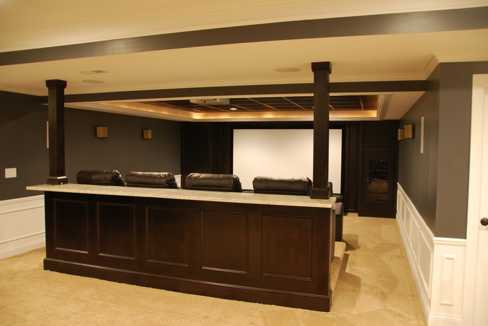 Majestic Theater Seating for a Traditional Basement with a Traditional and Patrick Basement by Plan 2 Finish, Inc.