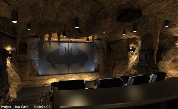 Mancaves for a Contemporary Home Theater with a Pendant Lamp and Elite by Elitehts.com