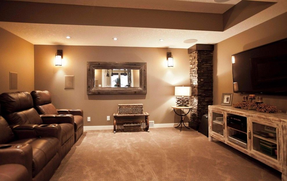 Mannlake for a Traditional Basement with a Media Room and Jubinville Project by Urban Abode