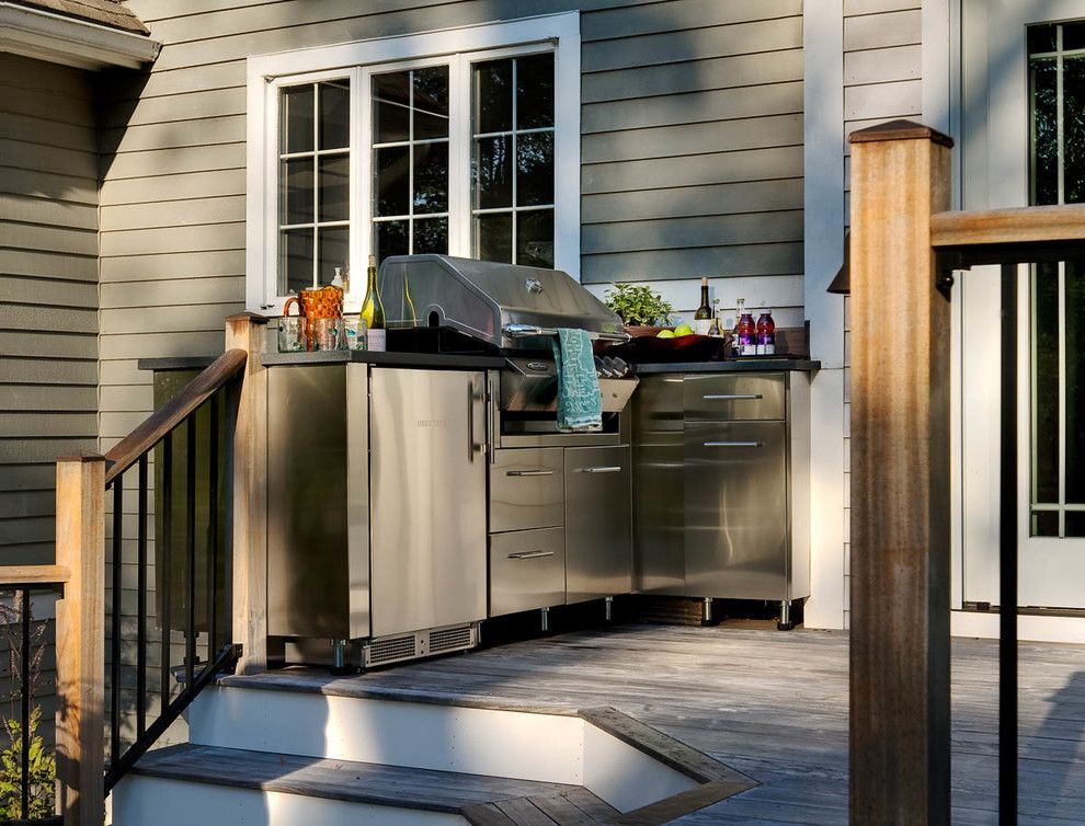 Marbeck Appliance for a  Deck with a Pool House and New Classic by Charles C Hugo Landscape Design