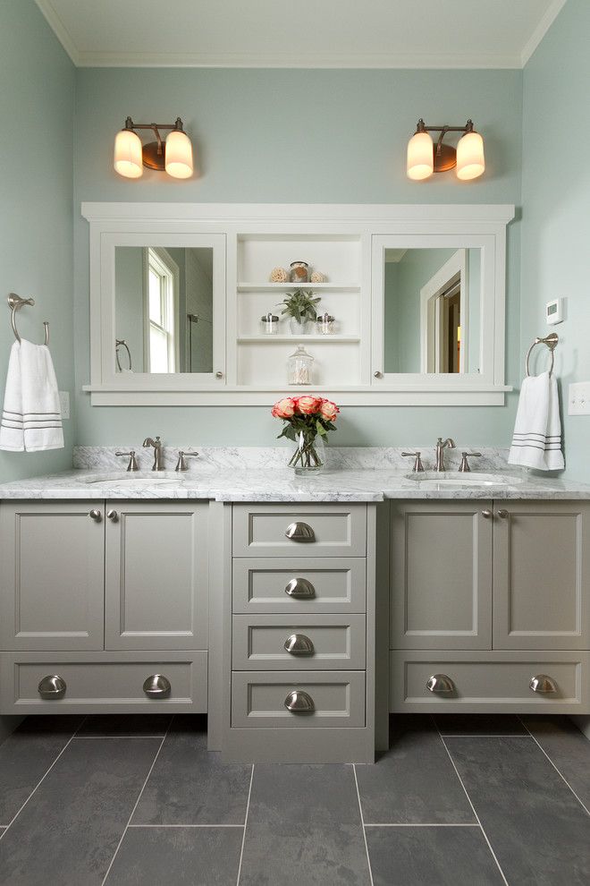 Marble Slab Locations for a Traditional Bathroom with a Gray Floor Tile and Historical St. Paul Renovation by Fluidesign Studio