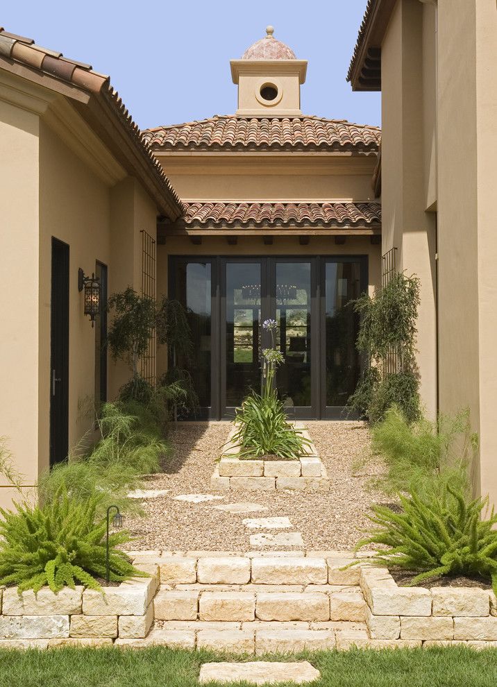 Marquis at Stone Oak for a Mediterranean Landscape with a Walkway and Seven Oaks Showcase by Jauregui Architecture Interiors Construction