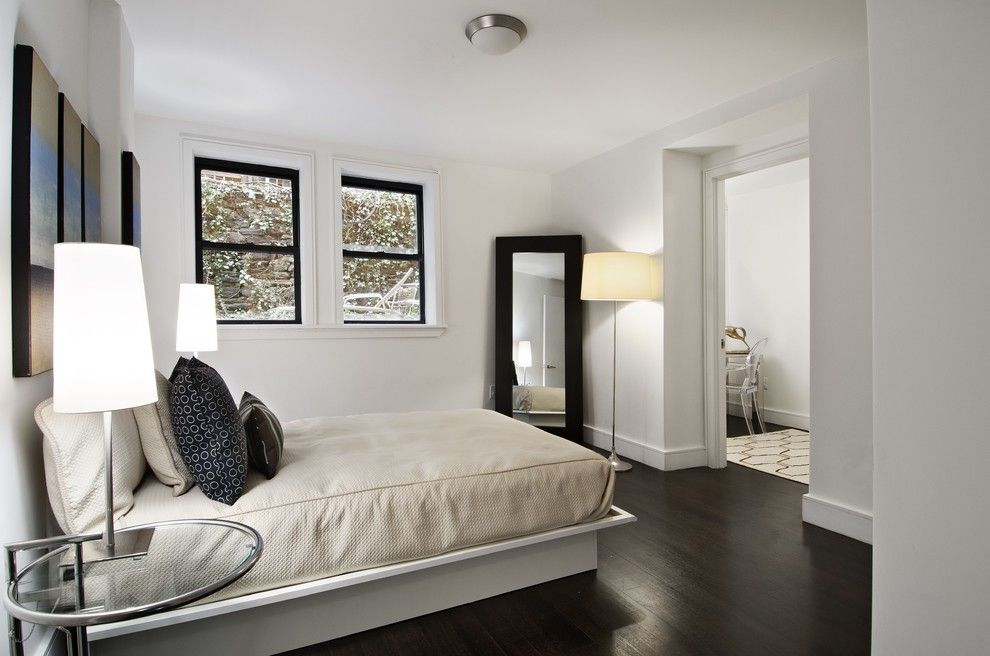 Marwood for a Contemporary Bedroom with a Floor Mirror and Manhattan Tri Plex by Cathy Hobbs Design Recipes