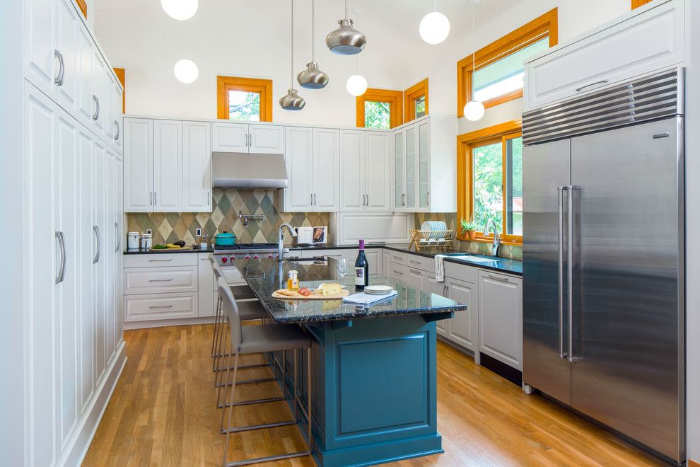 Marwood for a Transitional Kitchen with a Kitchen Island Seating and Transitional Pushes to Modern by Cg&s Design Build