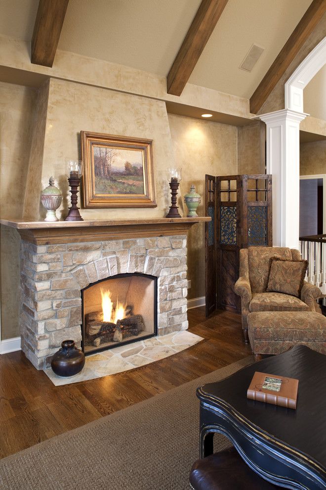 Masonry Veneer for a Traditional Living Room with a Coffee Table and Lake Minnewashta Remodel by Stonewood, Llc