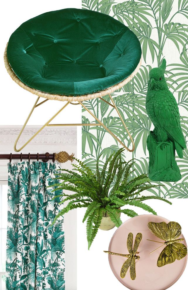 Maximalist for a Eclectic Living Room with a Gold and Key Tips for Styling the Tropical Trend by Miafleur