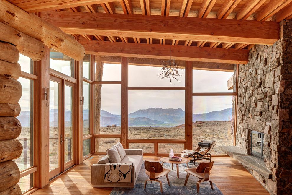 Mcdowell Mountain Ranch for a Rustic Living Room with a Window Wall and Wolf Creek Ranch by Shubin + Donaldson Architects, Inc.