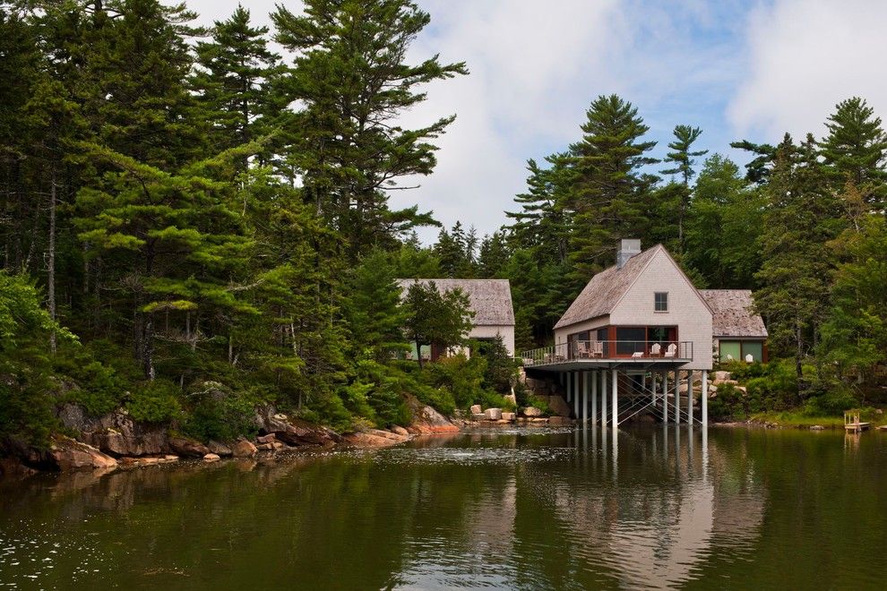 Mcloone's Pier House for a Transitional Exterior with a Secluded and Pond House by Elliott + Elliott Architecture