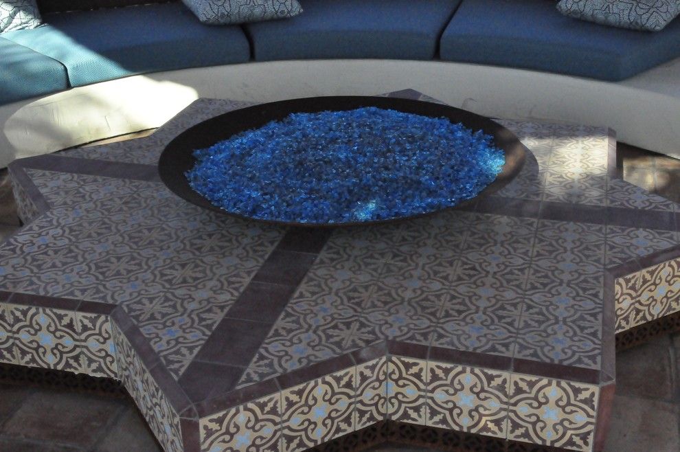 Mecca Furniture for a Mediterranean Patio with a Star and Hookah Room by Jeffrey Gordon Smith Landscape Architecture