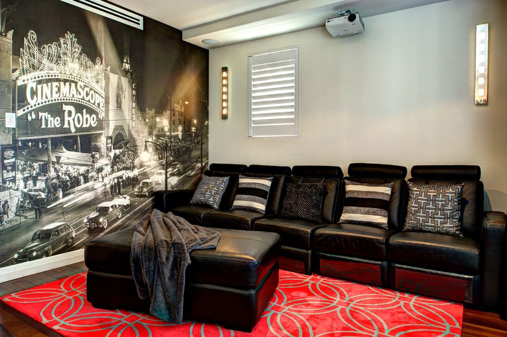 Meridian Movie Theater for a Transitional Home Theater with a Home Theater and Project Pymble by Splendour Interiors