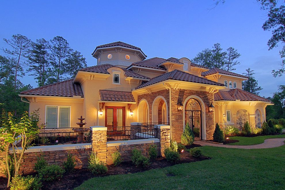 Meritage Homes Houston for a Mediterranean Exterior with a Exterior Stone and Croix Custom Homes by Croix Custom Homes