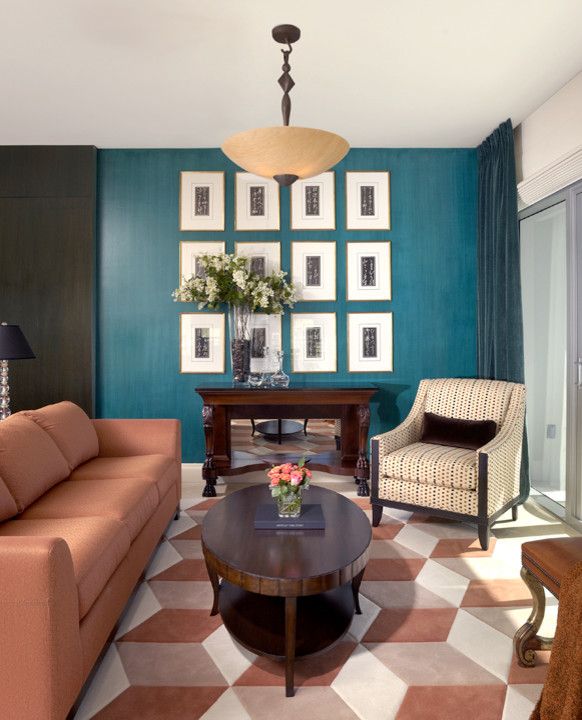 Miami Velvets for a Contemporary Living Room with a Graphic Flooring and Aqua Residence, Miami Beach, Fl by Chambray Avenue, Llc