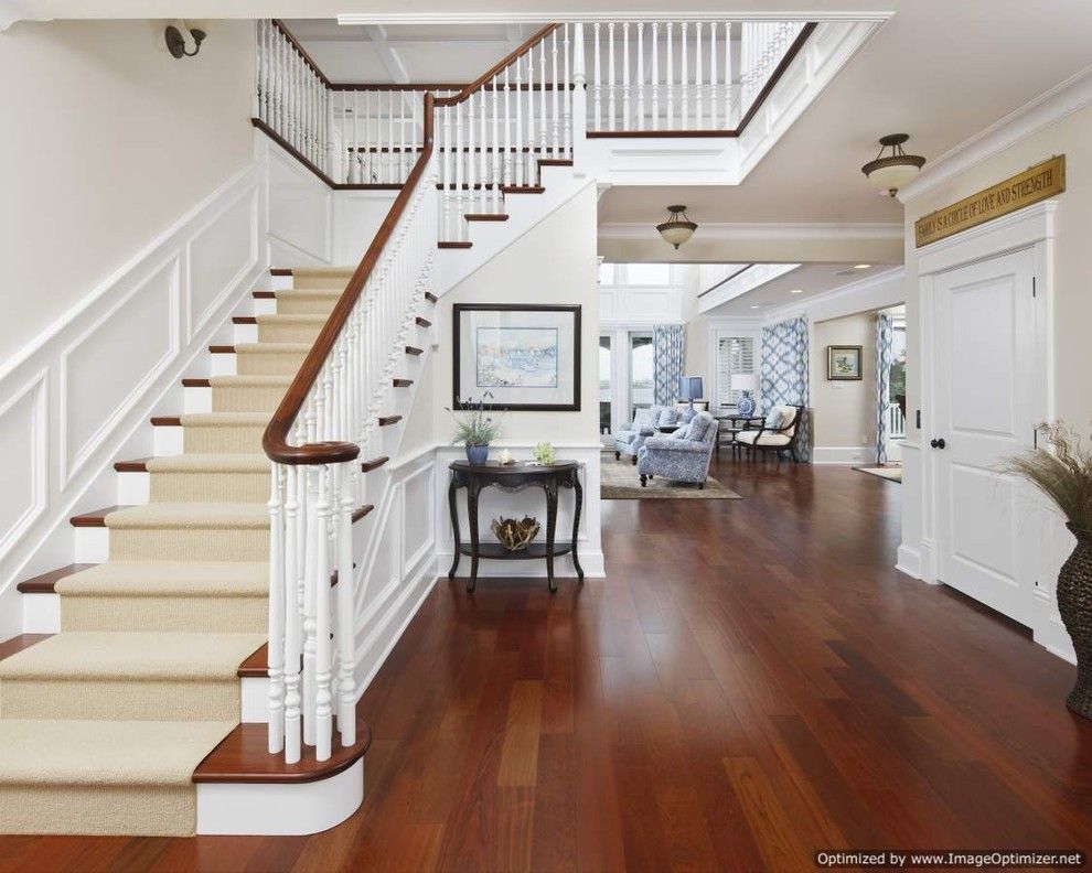 Michaels Flooring for a Traditional Staircase with a Library Paneling and Michael Pagnotta Architecture + Construction by Michael Pagnotta Architects Pc