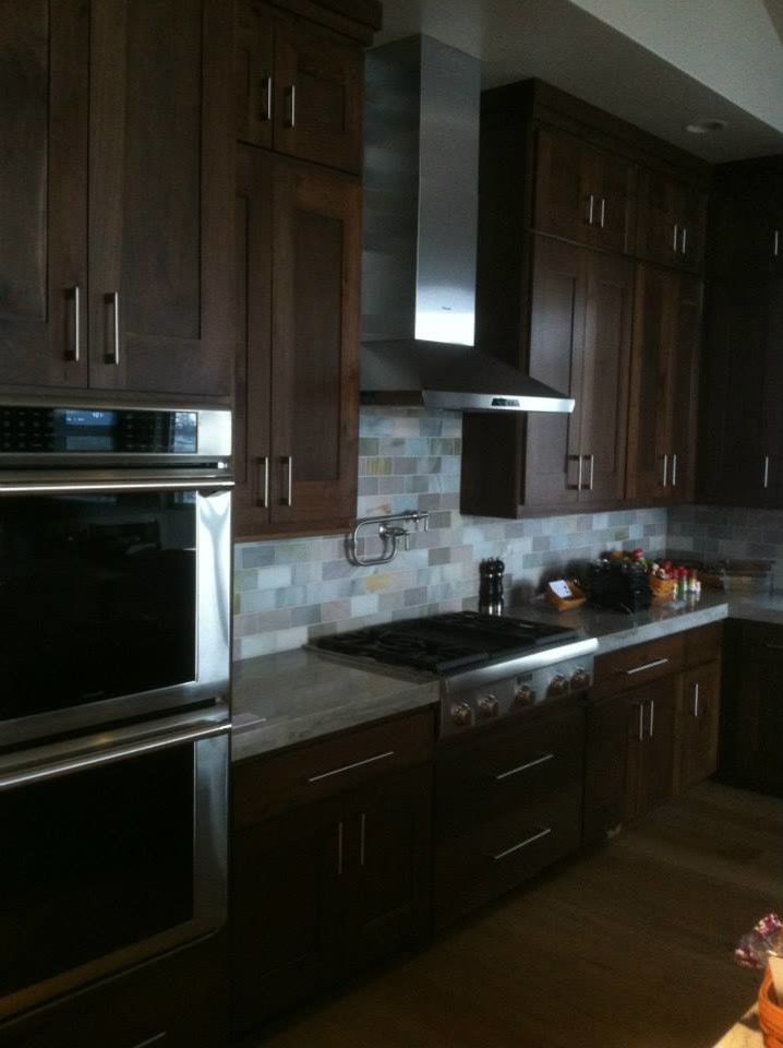 Midwest Appliance for a  Kitchen with a Tile Backsplash and Portfolio by Midwest Woodworks