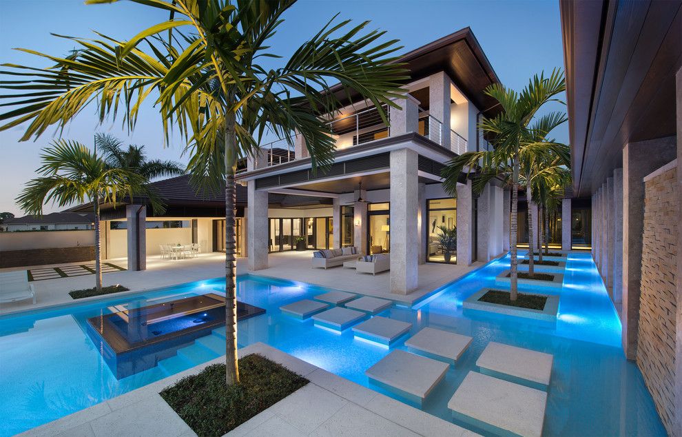 Mihomes for a Tropical Pool with a Cable Railing and Private Residence, the Estuary, Naples, Fl by Harwick Homes