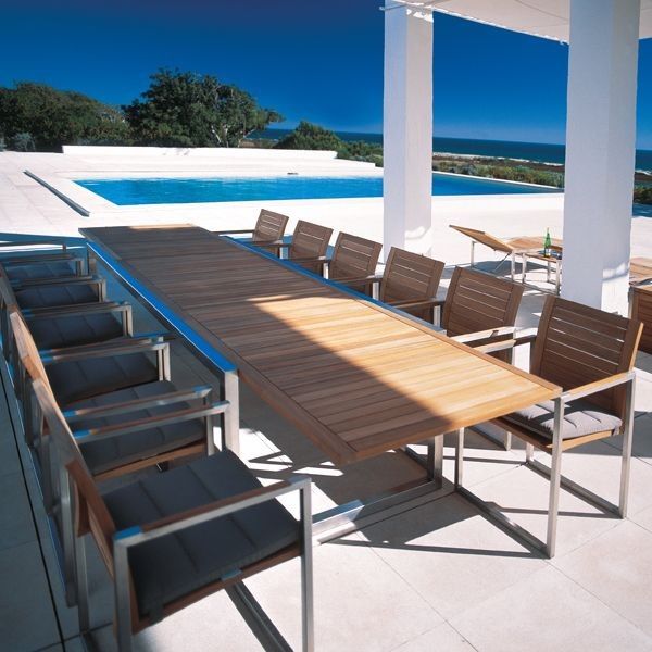 Mikes Furniture Chicago for a Modern Patio with a Modern Outdoor Dining and Teak Outdoor Extension Dining Table by Home Infatuation