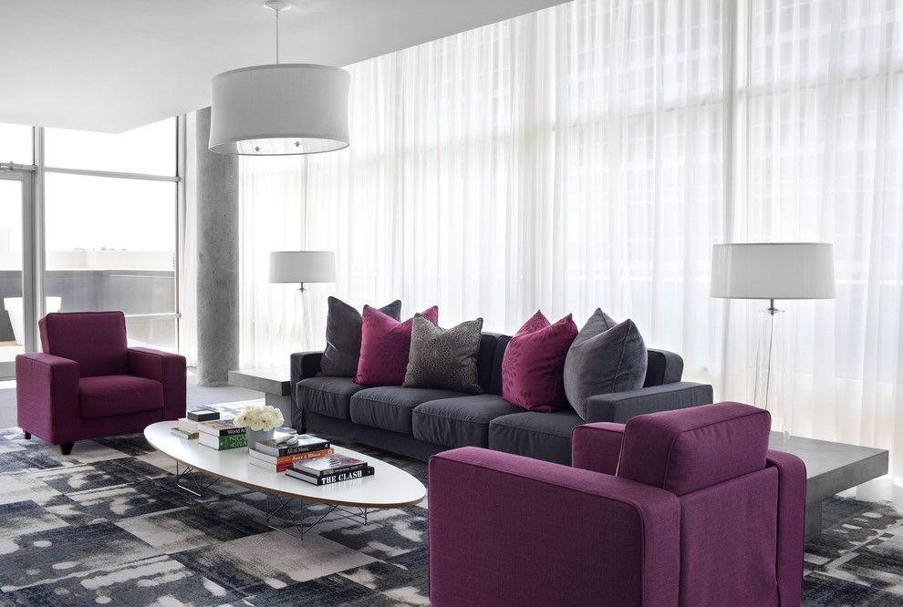 Minotti for a Contemporary Living Room with a Concrete Columns and Sky @ Midcity Lofts by Niki Papadopoulos