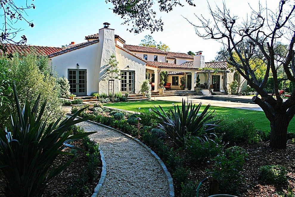 Montecito California for a Mediterranean Exterior with a Gravel Path and Montecito 1 by J. Grant Design Studio