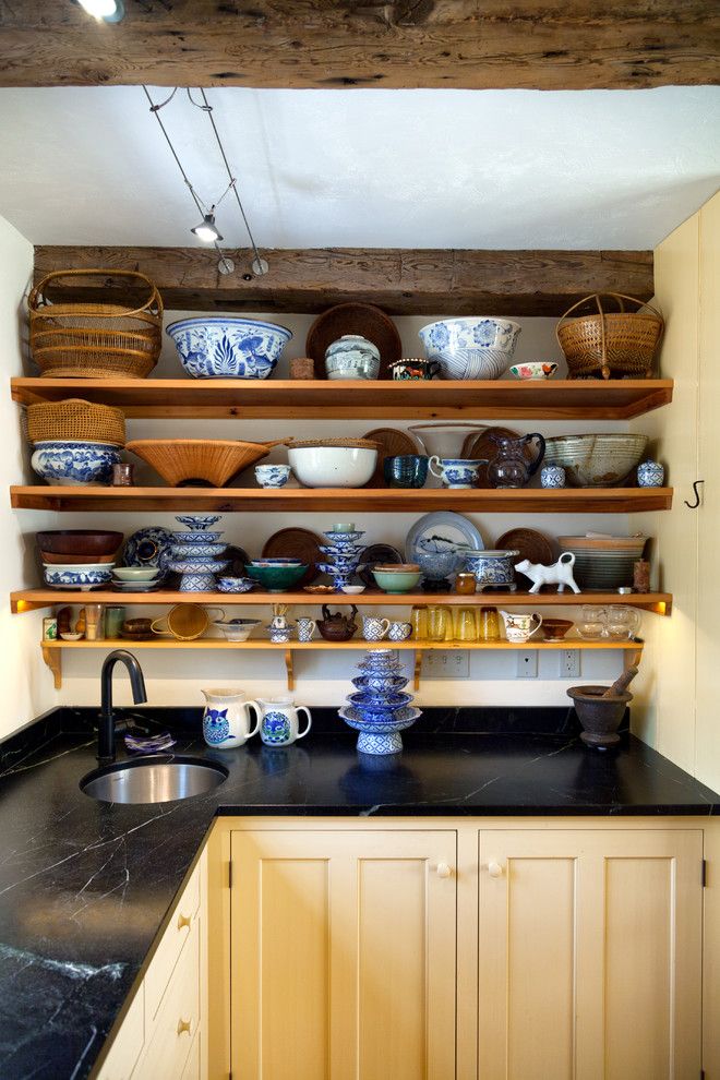 Morningstar Storage for a Farmhouse Kitchen with a Maine Soapstone and Maine Seacoast Country Kitchen by Morningstar Stone & Tile