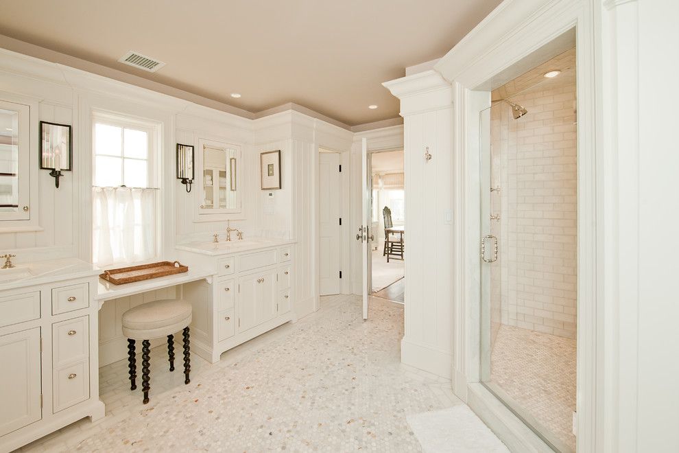 Mosart for a Traditional Bathroom with a Ceiling Lighting and Millwork by Toby Leary Fine Woodworking Inc.