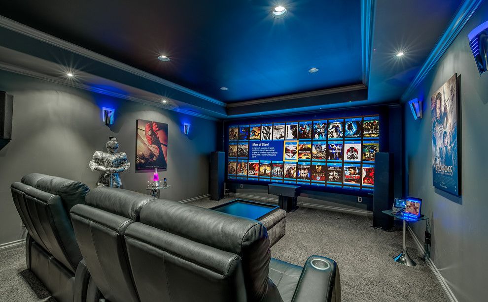 Movie Theater Clarksville Tn for a Contemporary Home Theater with a Recessed Lighting and Updated Modern Jewel Box by K&w Audio